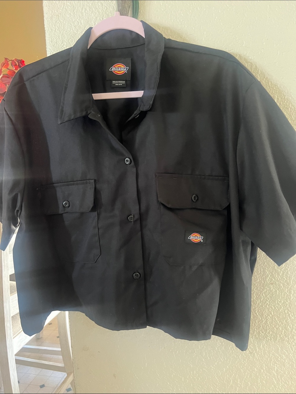 Dickies Black Short-Sleeve Work Shirt with Logo Patch